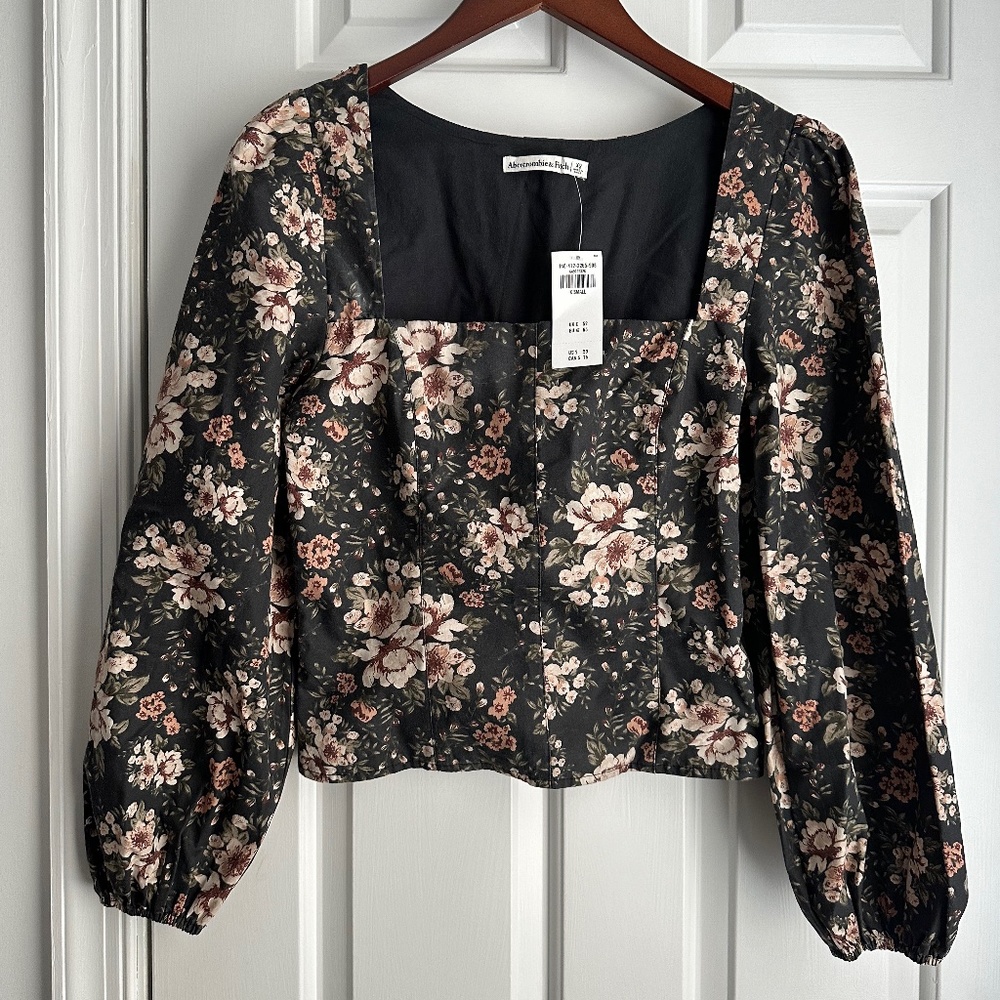 Abercrombie & Fitch Black Floral Blouse
